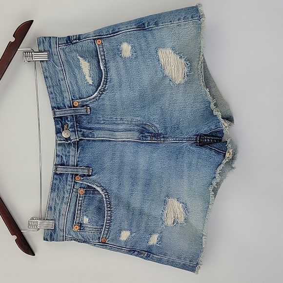 Madewell Relaxed Denim Distressed Cutoff Shorts Size 25 - Picture 1 of 14